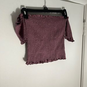 Purple off the shoulder crop top